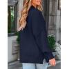 ZESICA Women’s Fall 2026 Casual Long Sleeve Crew Neck Side Slit Oversized Ribbed Knit Pullover Sweater Tops(Navy)