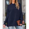 ZESICA Women’s Fall 2026 Casual Long Sleeve Crew Neck Side Slit Oversized Ribbed Knit Pullover Sweater Tops(Navy)