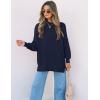 ZESICA Women’s Fall 2026 Casual Long Sleeve Crew Neck Side Slit Oversized Ribbed Knit Pullover Sweater Tops(Navy)