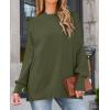 ZESICA Women’s Fall 2026 Casual Long Sleeve Crew Neck Side Slit Oversized Ribbed Knit Pullover Sweater Tops(Olive)