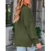 ZESICA Women’s Fall 2026 Casual Long Sleeve Crew Neck Side Slit Oversized Ribbed Knit Pullover Sweater Tops(Olive)
