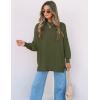ZESICA Women’s Fall 2026 Casual Long Sleeve Crew Neck Side Slit Oversized Ribbed Knit Pullover Sweater Tops(Olive)
