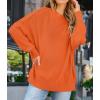 ZESICA Women’s Fall 2026 Casual Long Sleeve Crew Neck Side Slit Oversized Ribbed Knit Pullover Sweater Tops(Orange)