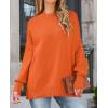 ZESICA Women’s Fall 2026 Casual Long Sleeve Crew Neck Side Slit Oversized Ribbed Knit Pullover Sweater Tops(Orange)