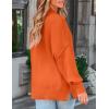 ZESICA Women’s Fall 2026 Casual Long Sleeve Crew Neck Side Slit Oversized Ribbed Knit Pullover Sweater Tops(Orange)