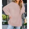 ZESICA Women’s Fall 2026 Casual Long Sleeve Crew Neck Side Slit Oversized Ribbed Knit Pullover Sweater Tops(Pink)