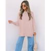 ZESICA Women’s Fall 2026 Casual Long Sleeve Crew Neck Side Slit Oversized Ribbed Knit Pullover Sweater Tops(Pink)