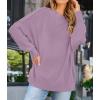 ZESICA Women’s Fall 2026 Casual Long Sleeve Crew Neck Side Slit Oversized Ribbed Knit Pullover Sweater Tops(Purple)