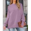 ZESICA Women’s Fall 2026 Casual Long Sleeve Crew Neck Side Slit Oversized Ribbed Knit Pullover Sweater Tops(Purple)