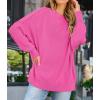 ZESICA Women’s Fall 2026 Casual Long Sleeve Crew Neck Side Slit Oversized Ribbed Knit Pullover Sweater Tops(Rose)