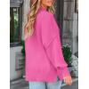 ZESICA Women’s Fall 2026 Casual Long Sleeve Crew Neck Side Slit Oversized Ribbed Knit Pullover Sweater Tops(Rose)