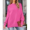 ZESICA Women’s Fall 2026 Casual Long Sleeve Crew Neck Side Slit Oversized Ribbed Knit Pullover Sweater Tops(Rose)