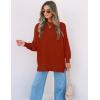 ZESICA Women’s Fall 2026 Casual Long Sleeve Crew Neck Side Slit Oversized Ribbed Knit Pullover Sweater Tops(Rust)