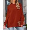 ZESICA Women’s Fall 2026 Casual Long Sleeve Crew Neck Side Slit Oversized Ribbed Knit Pullover Sweater Tops(Rust)