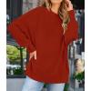 ZESICA Women’s Fall 2026 Casual Long Sleeve Crew Neck Side Slit Oversized Ribbed Knit Pullover Sweater Tops(Rust)