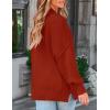 ZESICA Women’s Fall 2026 Casual Long Sleeve Crew Neck Side Slit Oversized Ribbed Knit Pullover Sweater Tops(Rust)