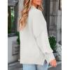 ZESICA Women’s Fall 2026 Casual Long Sleeve Crew Neck Side Slit Oversized Ribbed Knit Pullover Sweater Tops(White)