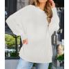 ZESICA Women’s Fall 2026 Casual Long Sleeve Crew Neck Side Slit Oversized Ribbed Knit Pullover Sweater Tops(White)