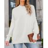 ZESICA Women’s Fall 2026 Casual Long Sleeve Crew Neck Side Slit Oversized Ribbed Knit Pullover Sweater Tops(White)
