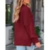 ZESICA Women’s Fall 2026 Casual Long Sleeve Crew Neck Side Slit Oversized Ribbed Knit Pullover Sweater Tops(Wine)