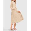 ZESICA Women’s Fall Long Sleeve Midi Dress 2025 Casual Crewneck Knit Belted Pleated A Line Flowy Party Dresses(Apricot)