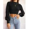 ZESICA Women’s Fall Mock Neck Cropped Sweaters 2026 Long Sleeve Soft Ribbed Knit Pullover Jumper Tops(Black)