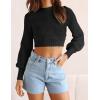 ZESICA Women’s Fall Mock Neck Cropped Sweaters 2026 Long Sleeve Soft Ribbed Knit Pullover Jumper Tops(Black)