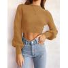ZESICA Women’s Fall Mock Neck Cropped Sweaters 2026 Long Sleeve Soft Ribbed Knit Pullover Jumper Tops(Camel)