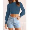 ZESICA Women’s Fall Mock Neck Cropped Sweaters 2026 Long Sleeve Soft Ribbed Knit Pullover Jumper Tops(Darkblue)