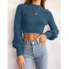 ZESICA Women’s Fall Mock Neck Cropped Sweaters 2026 Long Sleeve Soft Ribbed Knit Pullover Jumper Tops(Darkblue)