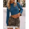 ZESICA Women’s Fall Mock Neck Cropped Sweaters 2026 Long Sleeve Soft Ribbed Knit Pullover Jumper Tops(Darkblue)