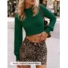 ZESICA Women’s Fall Mock Neck Cropped Sweaters 2026 Long Sleeve Soft Ribbed Knit Pullover Jumper Tops(Darkgreen)