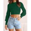 ZESICA Women’s Fall Mock Neck Cropped Sweaters 2026 Long Sleeve Soft Ribbed Knit Pullover Jumper Tops(Darkgreen)