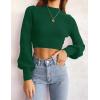 ZESICA Women’s Fall Mock Neck Cropped Sweaters 2026 Long Sleeve Soft Ribbed Knit Pullover Jumper Tops(Darkgreen)