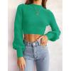 ZESICA Women’s Fall Mock Neck Cropped Sweaters 2026 Long Sleeve Soft Ribbed Knit Pullover Jumper Tops(Green)