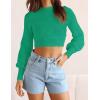 ZESICA Women’s Fall Mock Neck Cropped Sweaters 2026 Long Sleeve Soft Ribbed Knit Pullover Jumper Tops(Green)