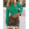 ZESICA Women’s Fall Mock Neck Cropped Sweaters 2026 Long Sleeve Soft Ribbed Knit Pullover Jumper Tops(Green)