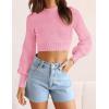 ZESICA Women’s Fall Mock Neck Cropped Sweaters 2026 Long Sleeve Soft Ribbed Knit Pullover Jumper Tops(Hotpink)