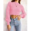 ZESICA Women’s Fall Mock Neck Cropped Sweaters 2026 Long Sleeve Soft Ribbed Knit Pullover Jumper Tops(Hotpink)