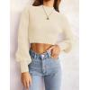 ZESICA Women’s Fall Mock Neck Cropped Sweaters 2026 Long Sleeve Soft Ribbed Knit Pullover Jumper Tops(Ivory)
