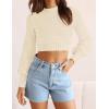 ZESICA Women’s Fall Mock Neck Cropped Sweaters 2026 Long Sleeve Soft Ribbed Knit Pullover Jumper Tops(Ivory)