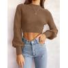 ZESICA Women’s Fall Mock Neck Cropped Sweaters 2026 Long Sleeve Soft Ribbed Knit Pullover Jumper Tops(Khaki)
