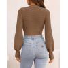 ZESICA Women’s Fall Mock Neck Cropped Sweaters 2026 Long Sleeve Soft Ribbed Knit Pullover Jumper Tops(Khaki)