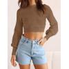 ZESICA Women’s Fall Mock Neck Cropped Sweaters 2026 Long Sleeve Soft Ribbed Knit Pullover Jumper Tops(Khaki)