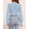 ZESICA Women’s Fall Mock Neck Cropped Sweaters 2026 Long Sleeve Soft Ribbed Knit Pullover Jumper Tops(Lightblue)