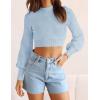 ZESICA Women’s Fall Mock Neck Cropped Sweaters 2026 Long Sleeve Soft Ribbed Knit Pullover Jumper Tops(Lightblue)