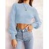 ZESICA Women’s Fall Mock Neck Cropped Sweaters 2026 Long Sleeve Soft Ribbed Knit Pullover Jumper Tops(Lightblue)