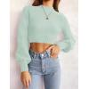 ZESICA Women’s Fall Mock Neck Cropped Sweaters 2026 Long Sleeve Soft Ribbed Knit Pullover Jumper Tops(Lightgreen)