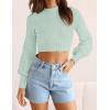 ZESICA Women’s Fall Mock Neck Cropped Sweaters 2026 Long Sleeve Soft Ribbed Knit Pullover Jumper Tops(Lightgreen)