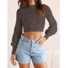 ZESICA Women’s Fall Mock Neck Cropped Sweaters 2026 Long Sleeve Soft Ribbed Knit Pullover Jumper Tops(Nutmeg)